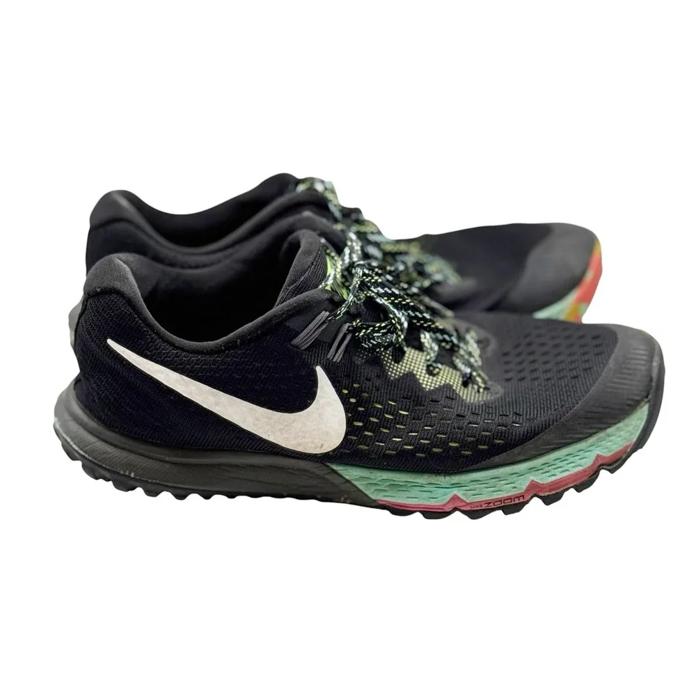 Nike Air Zoom Terra Kiger 4 Women Size 9.5 Trail Running Shoes Black 880564-001